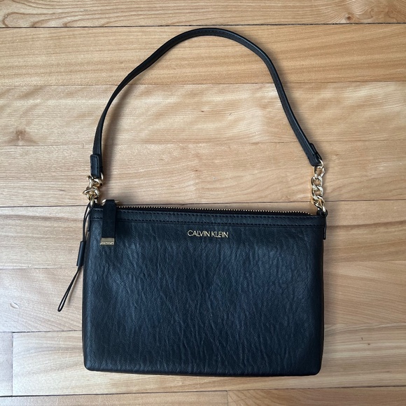 Calvin Klein Handbags - Calvin Klein Black Leather Hobo with Gold Hardware
